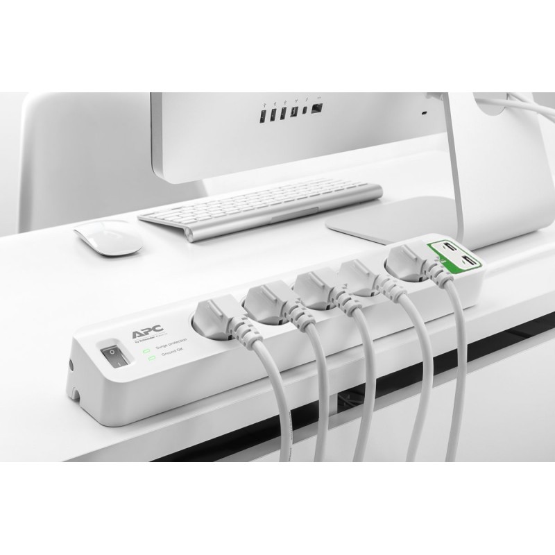 APC SurgeArrest Essential 5-fach 2x USB (PM5U-GR) Ãœberspannungsschutz